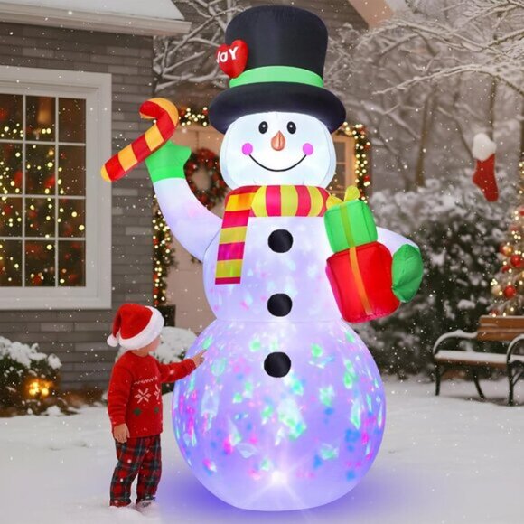 ⚡7FT Christmas Inflatables Giant Blow up Snowman Holds Candy Outdoor Decorations - Picture 2 of 7